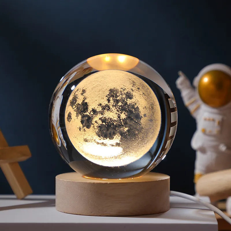 "LudoSphere Moon Lamp - LED Night Light with Realistic Lunar Surface, Perfect Gift for Astronomy Enthusiasts and Home Decor."