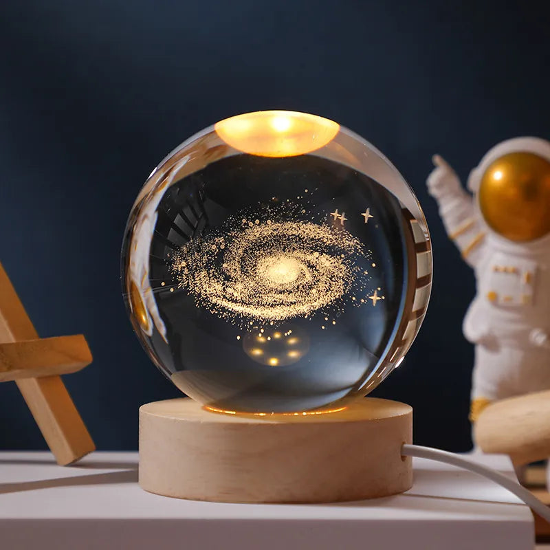 "LudoSphere Galaxy Lamp - Stunning LED Night Light Displaying a Beautiful Spiral Galaxy, Perfect for Star Gazers and Home Ambiance."